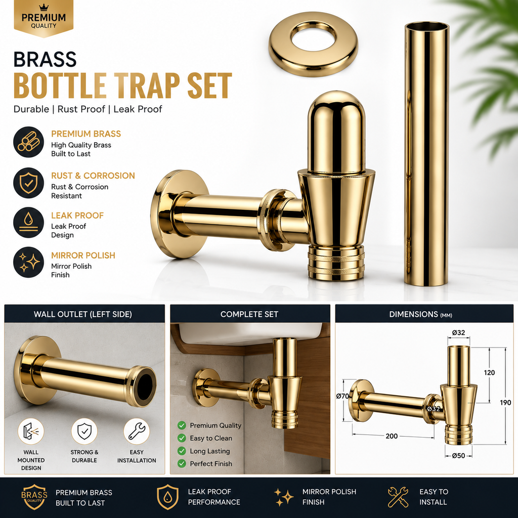 Brass Bottle Trap for Vanity Basin