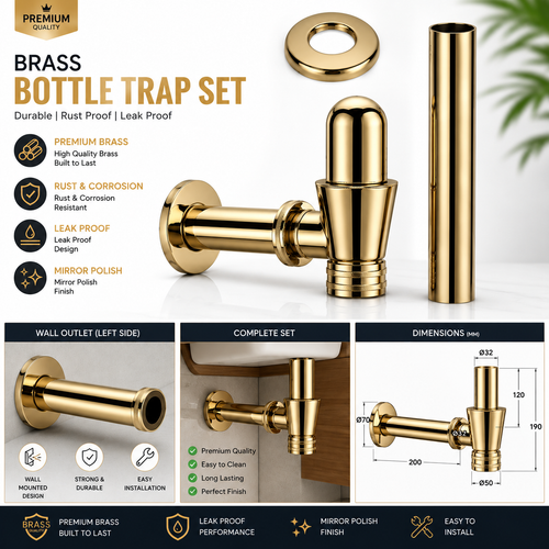 Brass Bottle Trap for Vanity Basin